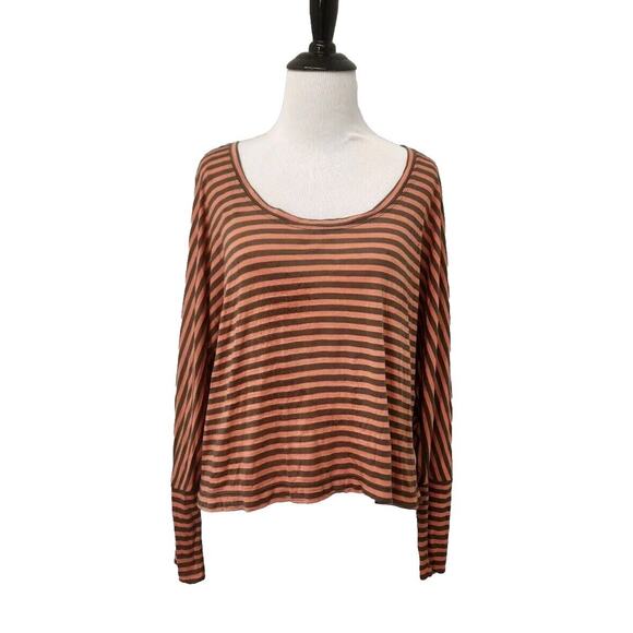 BCBG Maxazria Dolamn Long Sleeve Striped Knit Cropped Top Size Small - Picture 1 of 11